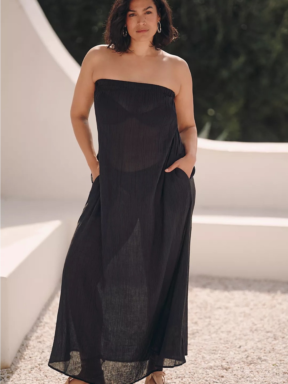 Free People Black Strapless Maxi Dress